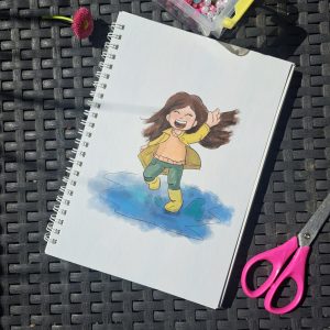 Produktbild Notizbuch A5 Mädchen im Regen